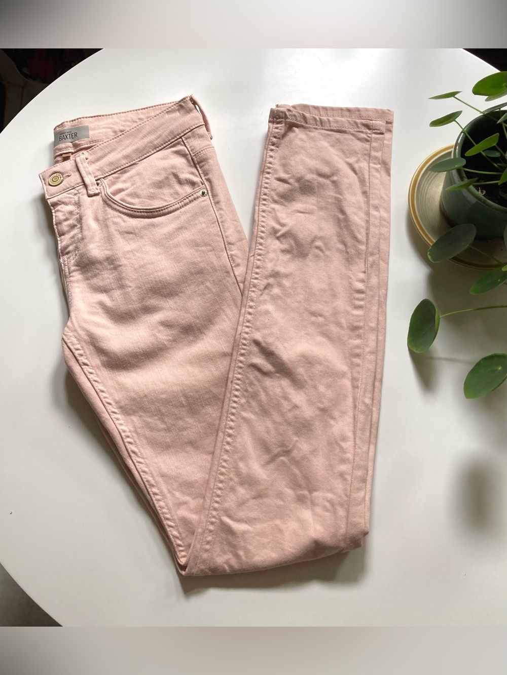 Topshop Women's Moto Baxter Pastel Pink Skinny Jeans W26 L32